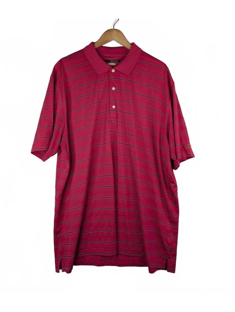Greg Norman Play Dry XXL Pink Striped Golf Polo Shirt